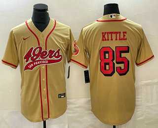 Mens San Francisco 49ers #85 George Kittle Gold Color Rush With Patch Cool Base Stitched Baseball Jersey